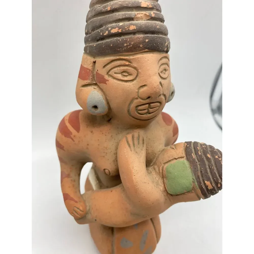 Vtg Pottery Nursing Mother Baby Statue Terracotta Mexico, Dos Manos‎